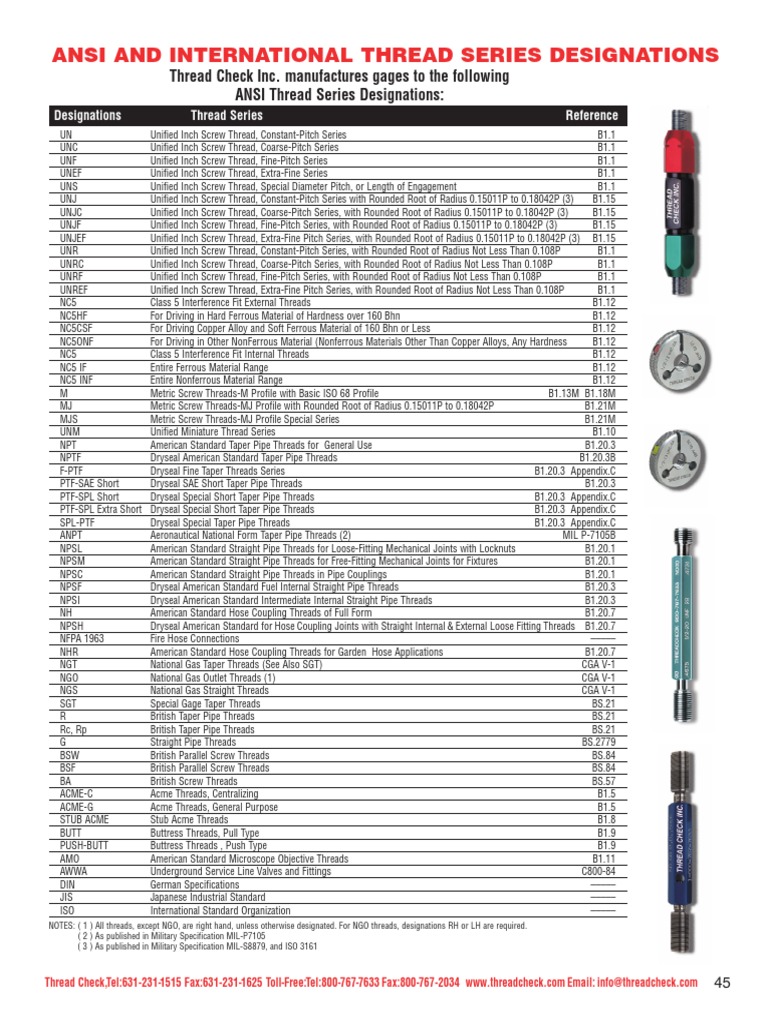ANSI and International Thread Standards | PDF | Metalworking ...