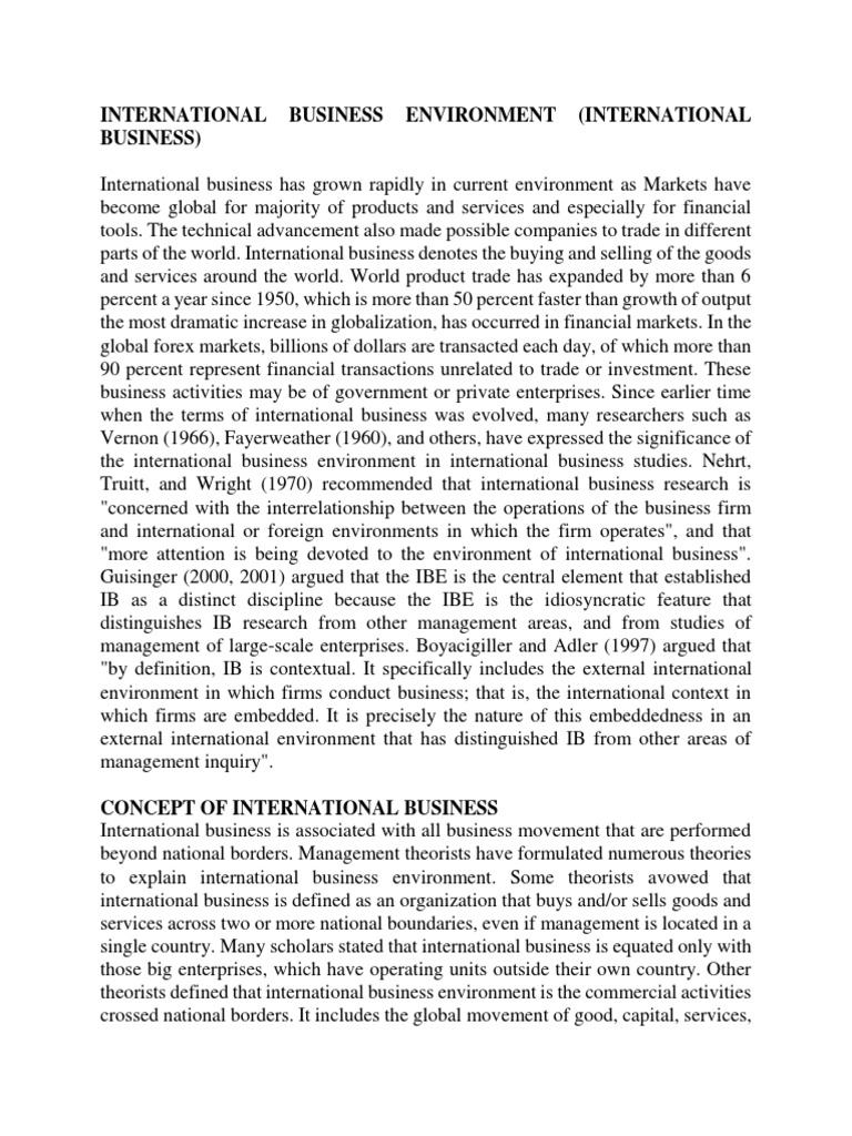 INTERNATIONAL BUSINESS ENVIRONMENT NOTES FOR MBA PDF visual data 3