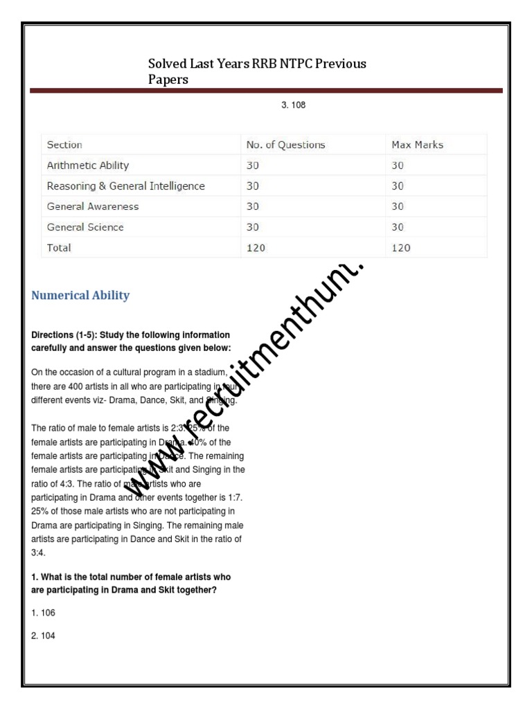 Numerical Ability PDF Speed Carbon