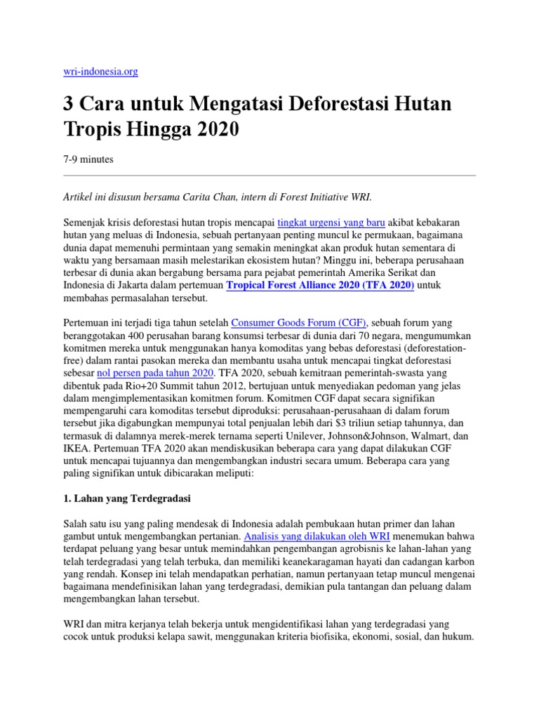 Deforestasi di hutan hujan tropis