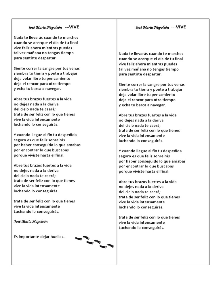 Letra de "Vive" de José María Napoleón | PDF