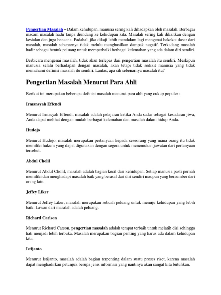 Pengertian Masalah Pdf
