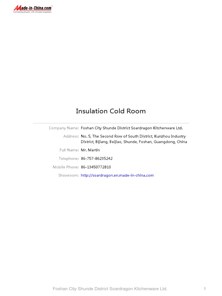 Insulation Cold Room Solutions | PDF | Refrigerator | Refrigeration