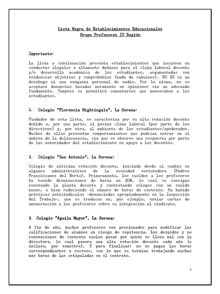 Lista Negra 2017 Pdf Pdf Maestros Prueba Evaluación