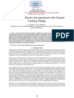 Soil-Cement Bricks Incorporated With Granite Cutting Sludge: ISO 9001:2008 Certified