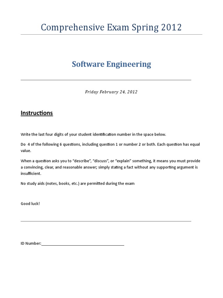 Spring 2012 Software Eng Exam | PDF | Computer Security | Security