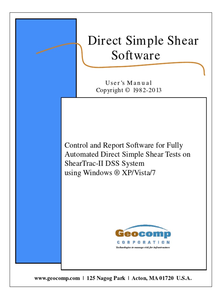 Direct Simple Shear Software Manual PDF Menu Computer