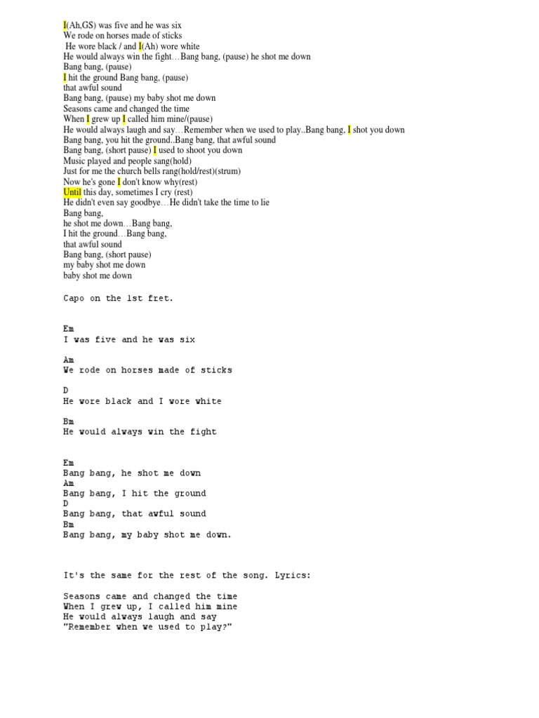 Bang Bang Lyrics