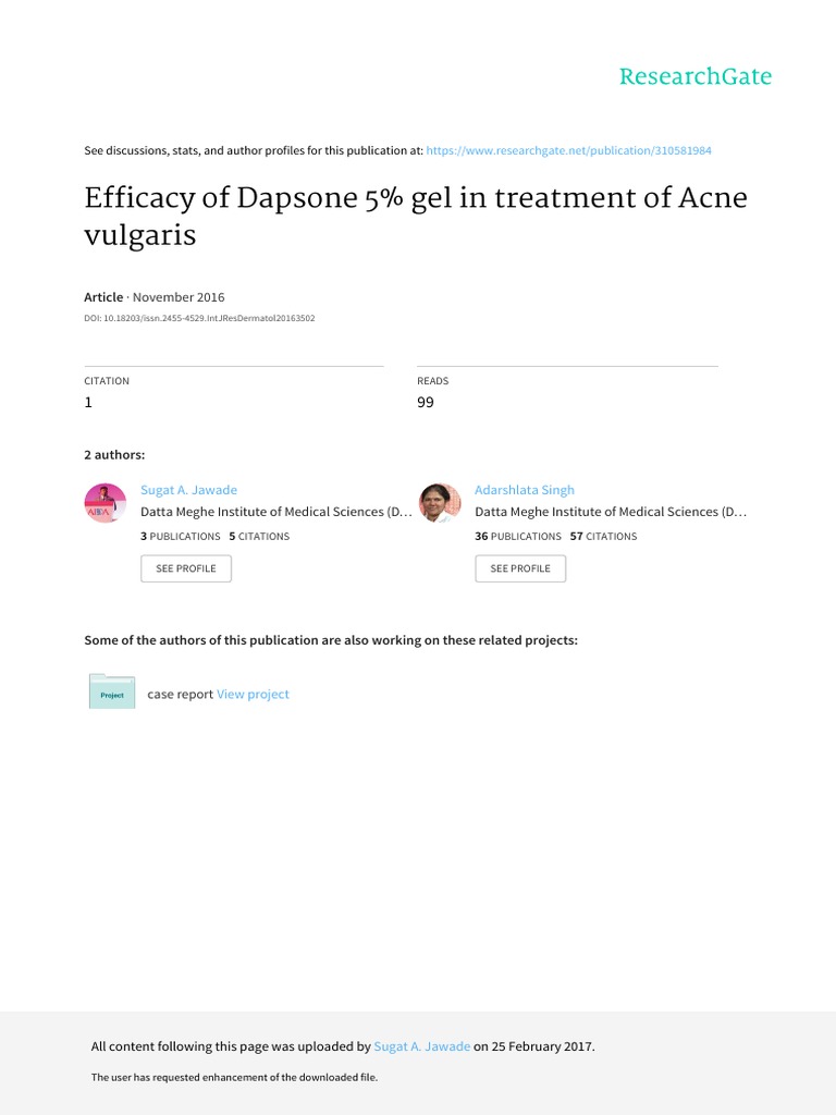 Dapsone & Acne PDF Drugs Diseases And Disorders