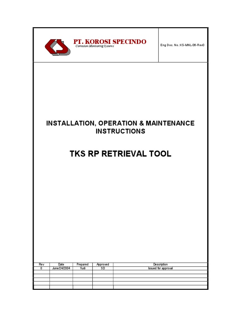 TKS RP Retrieval Tool Installation Guide | PDF | Welding | Construction