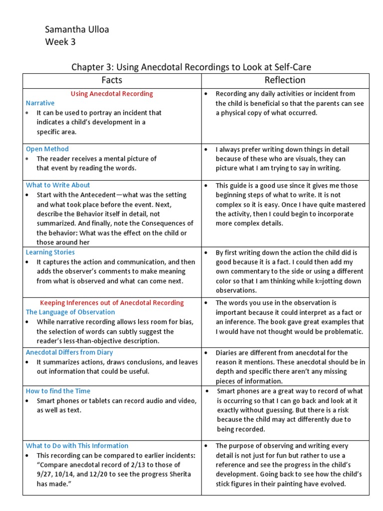 Chapter 3 Using Anecdotal Recordings Pdf Observation Narrative