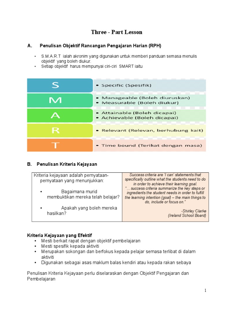 3 Parts Lesson Plan SMART - ENGLISH | PDF