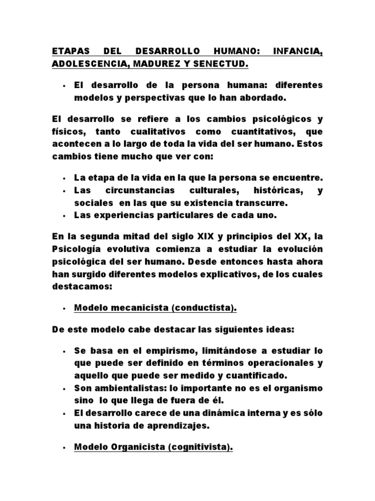 Etapas Del Desarrollo Humano | PDF | Adultos | Vejez