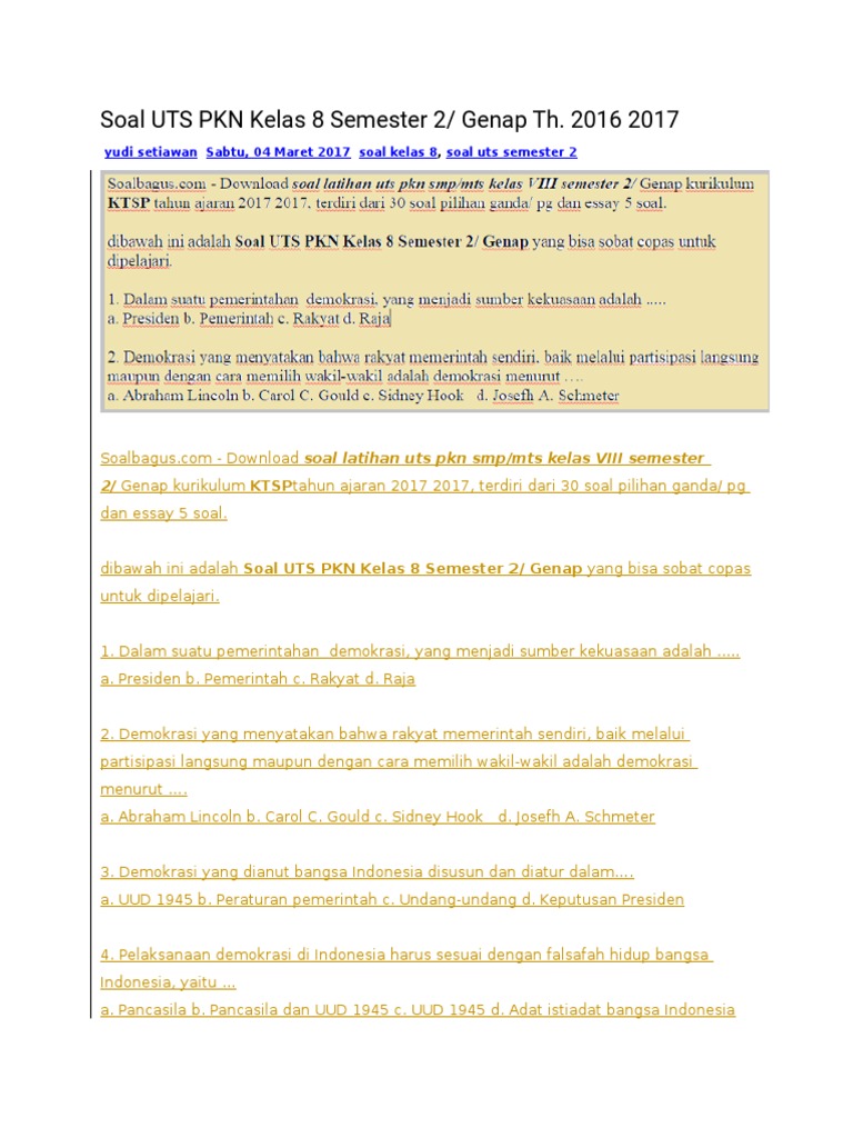 Soal essay pkn kelas 8 semester 2 k13 04 picture