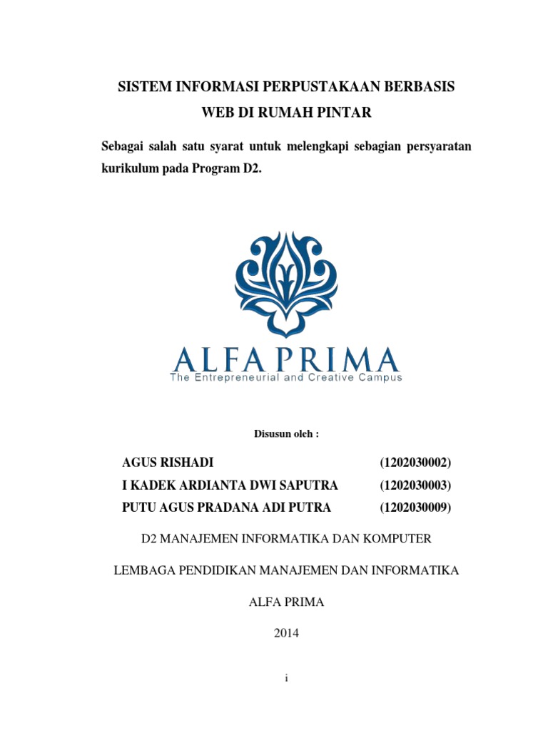 Sistem Informasi Perpustakaan Berbasis Web Di Rumah Pintar