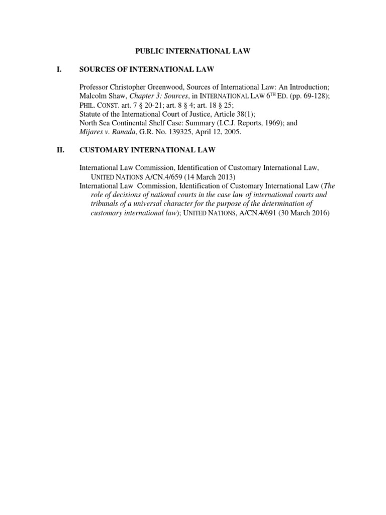 Sources of Public International Law | PDF