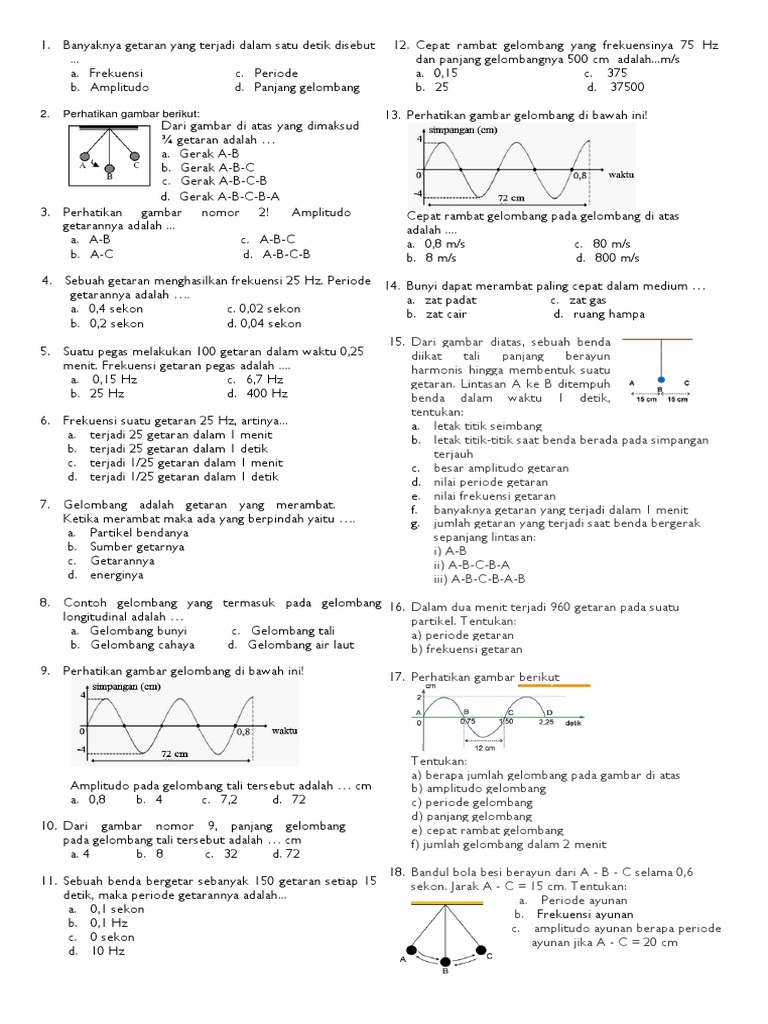 Latihan Soal Getaran Dan Gelombang Kelas 8
