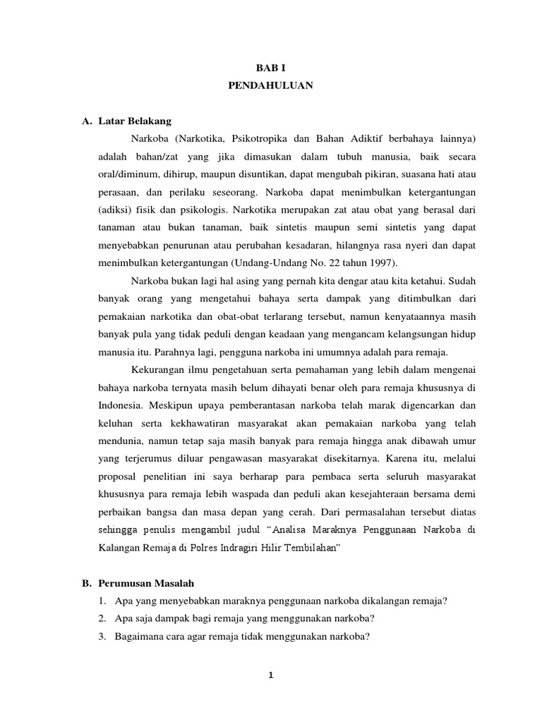 Karya Ilmiah Maraknya Penggunaan Narkoba Di Kalangan Remaja
