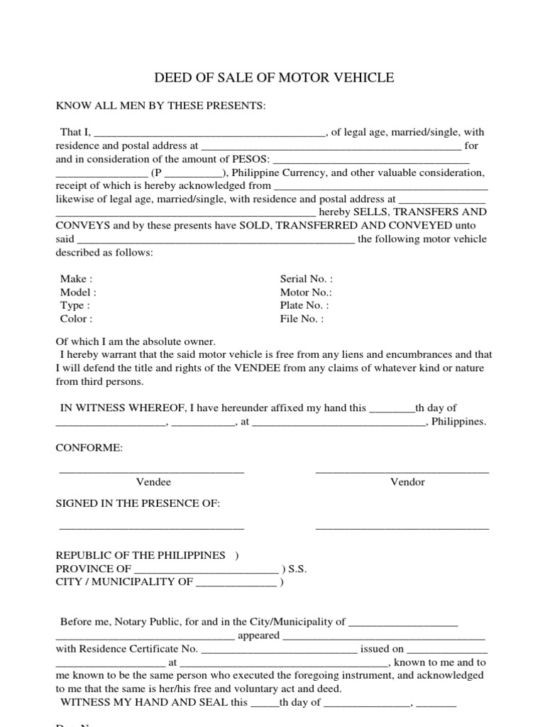 sample mortgage document of of motor sale Deed vehicle 1 sample mortgage document of of motor sale Deed vehicle 1