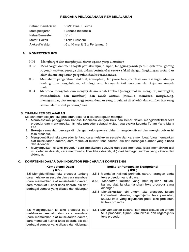 Rpp Teks Prosedur