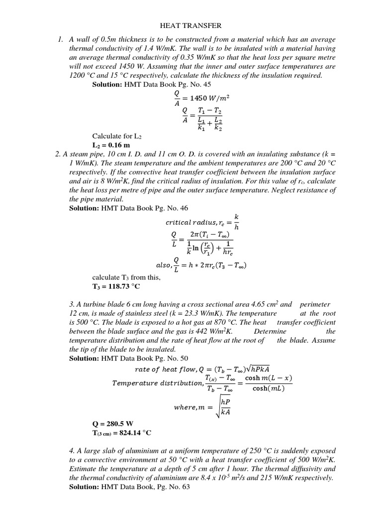 Heat Transfer Problem Solutions | PDF | Heat Transfer | Thermal Insulation