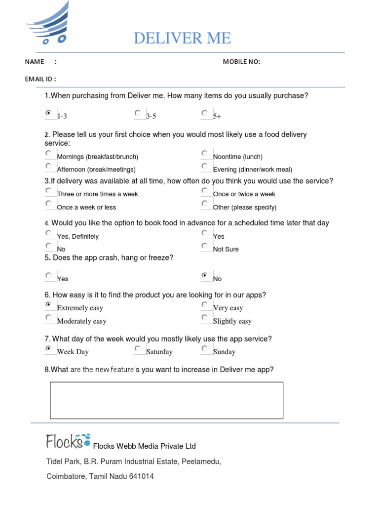 Deliver Me Food Delivery Survey Insights | PDF | Self-Improvement ...