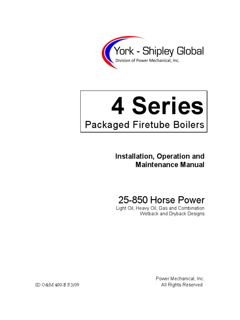 YorkShipley 4 Series Boiler IOM PDF Boiler Water Heating