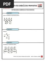 Lista de Exercicios - Expressoes Numericas Fracionarias PDF