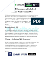 RBI Governors GK Notes PDF