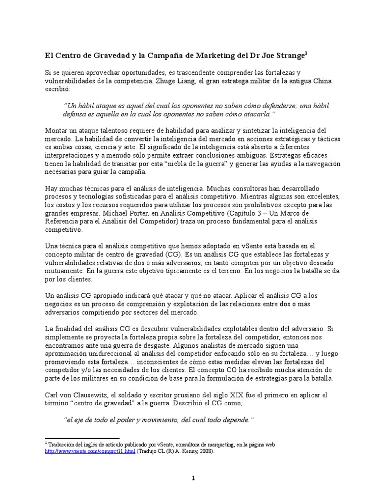 Análisis del Centro de Gravedad en Marketing | PDF | Movimiento (física ...