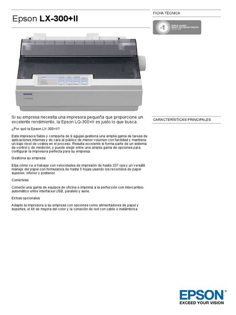 Epson LX 300 II Datasheet PDF Impresora Tecnología