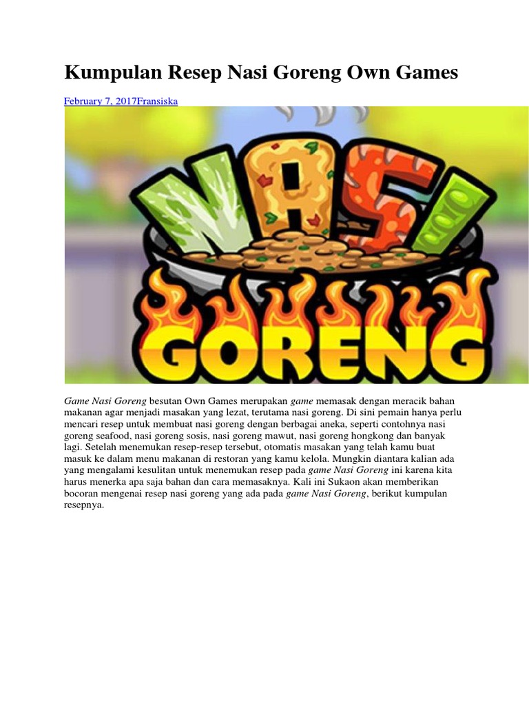 Resep Nasi Goreng Di Game  Nasi  Goreng  Own  Resep Nasi Goreng Di Game  Nasi  Goreng  Own