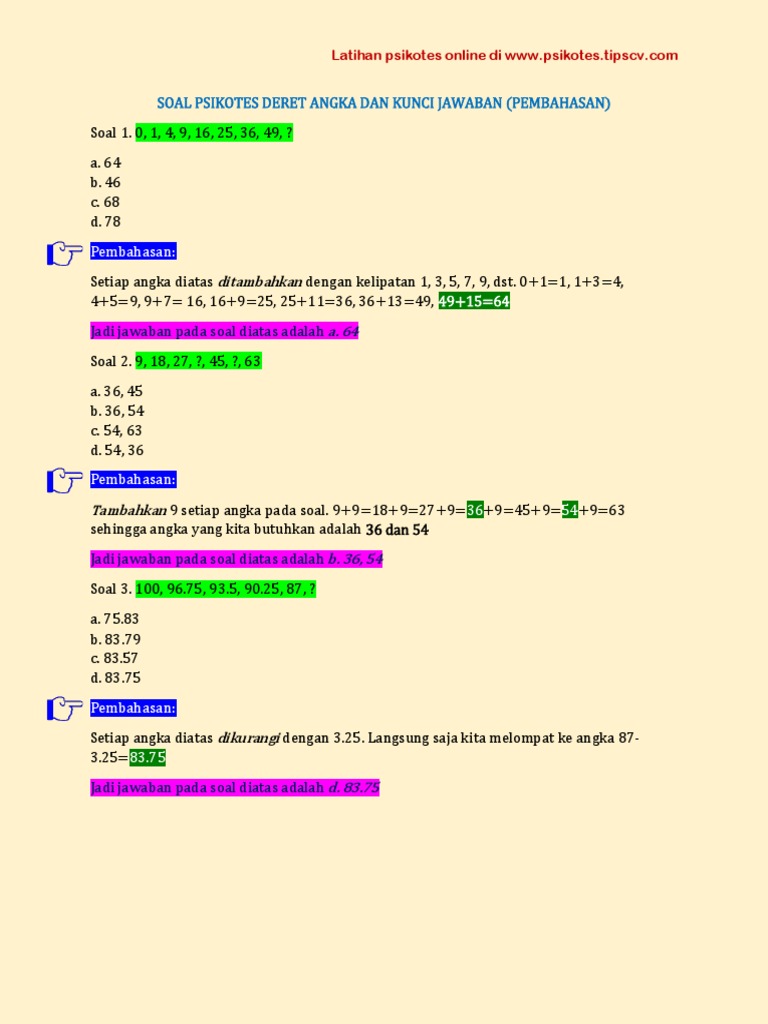 Contoh Soal Deret Angka Dan Pembahasan - Contoh Soal Terbaru