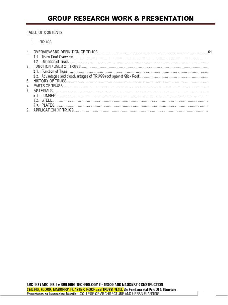 Table of Contents Truss | PDF | Technology & Engineering