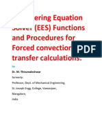Engineering Equation Solver (EES) Functions and Procedures For Forced Convection Heat Transfer Calculations
