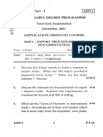 Bachelor'S Degree Programme Term-End Examination December, 2011 (Application Oriented Course) Aed-1: Export Procedures and Documentation