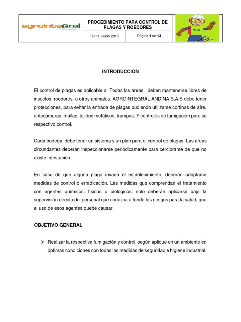 Procedimiento para Control de Plagas y Roedores | PDF | Pesticida ...