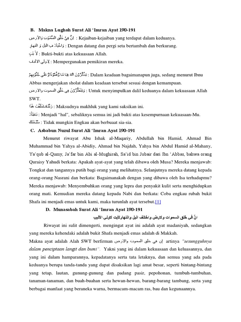 Surat Ali Imran Ayat 190 191 Kumpulan Surat Penting