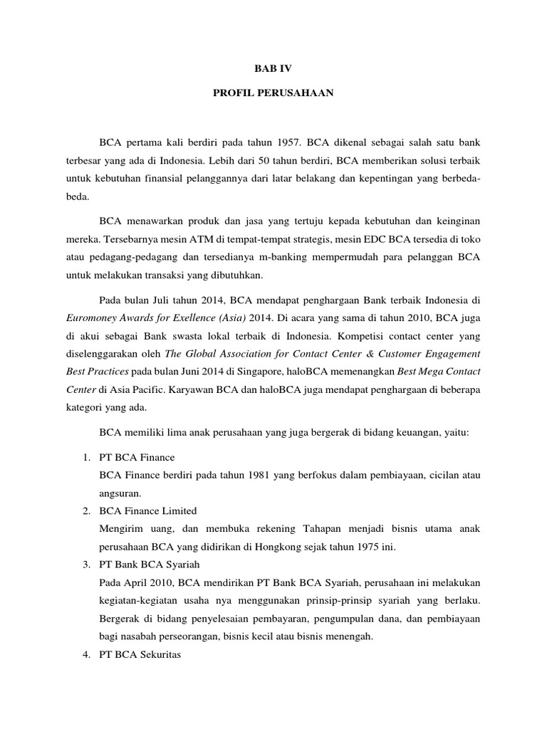 Bca Profil Bank Terbesar Indonesia Pdf