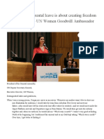 Speech: "Paid Parental Leave Is About Creating Freedom To Define Roles" - UN Women Goodwill Ambassador Anne Hathawa
