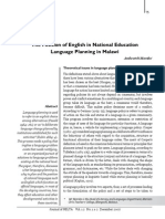 The Position of English in National Education Language Planning in Malawi