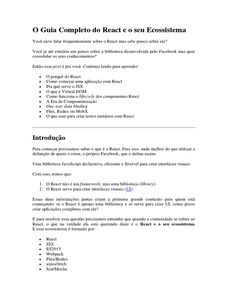 Guia Completo do React e Ecossistema | PDF | Folhas de estilo em ...