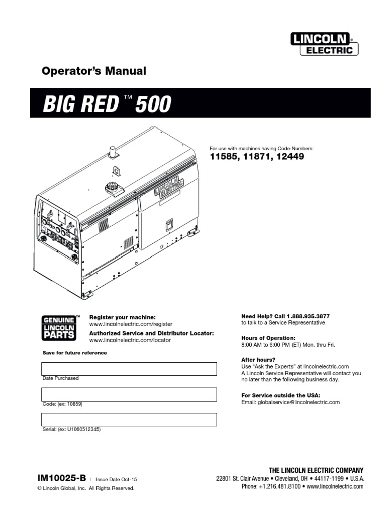 Manual de Partes Lincoln Big Red 500 | PDF | Electric Arc | Welding