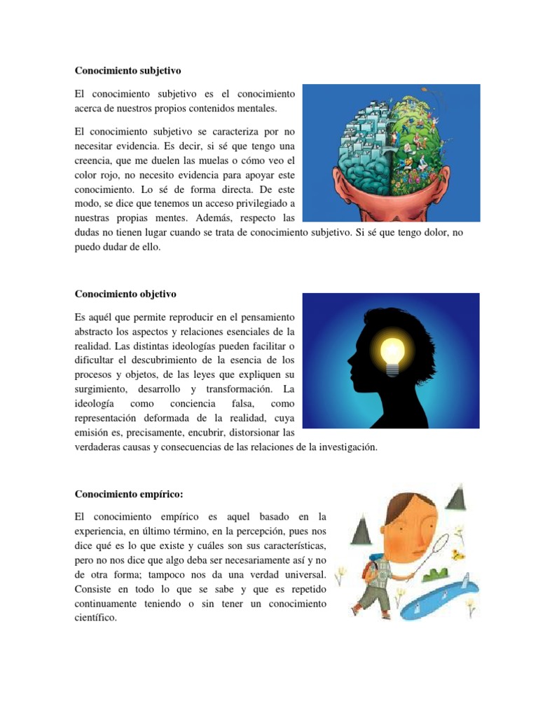 Conocimiento subjetivo Conocimiento Teoría