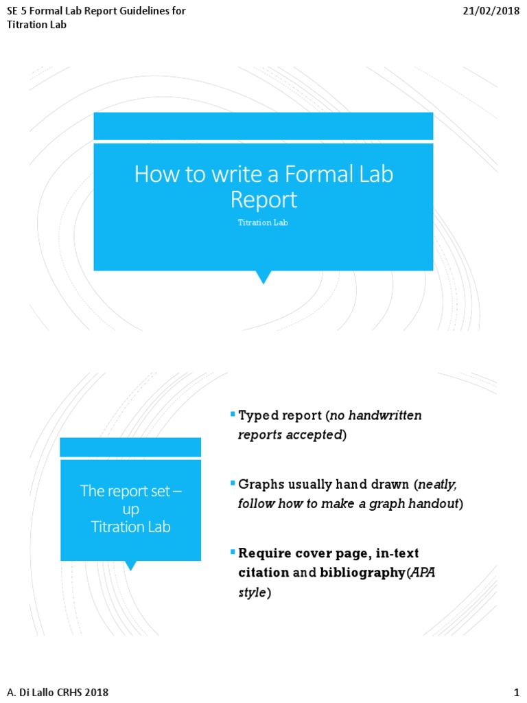 Formal Lab Report Requirements Titration Lab PDF Citation