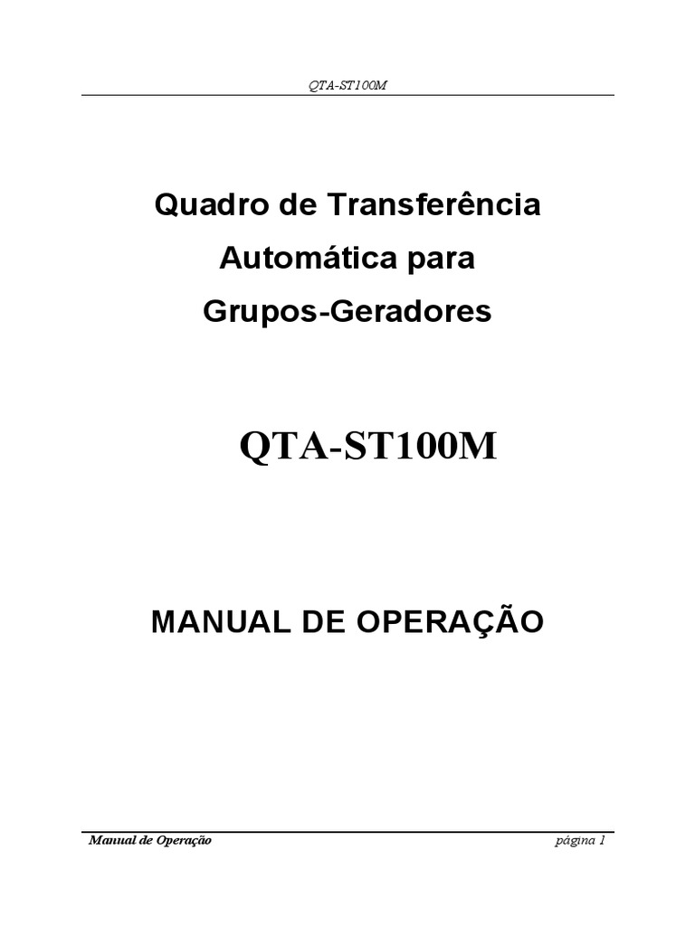 Operação do Quadro de Transferência Automática QTA-ST100M | PDF | Relé ...
