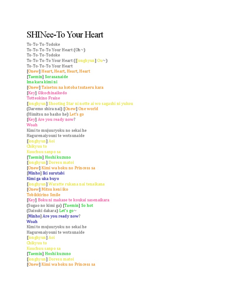 Shinee To Your Heart Jonghyun Ou scribd