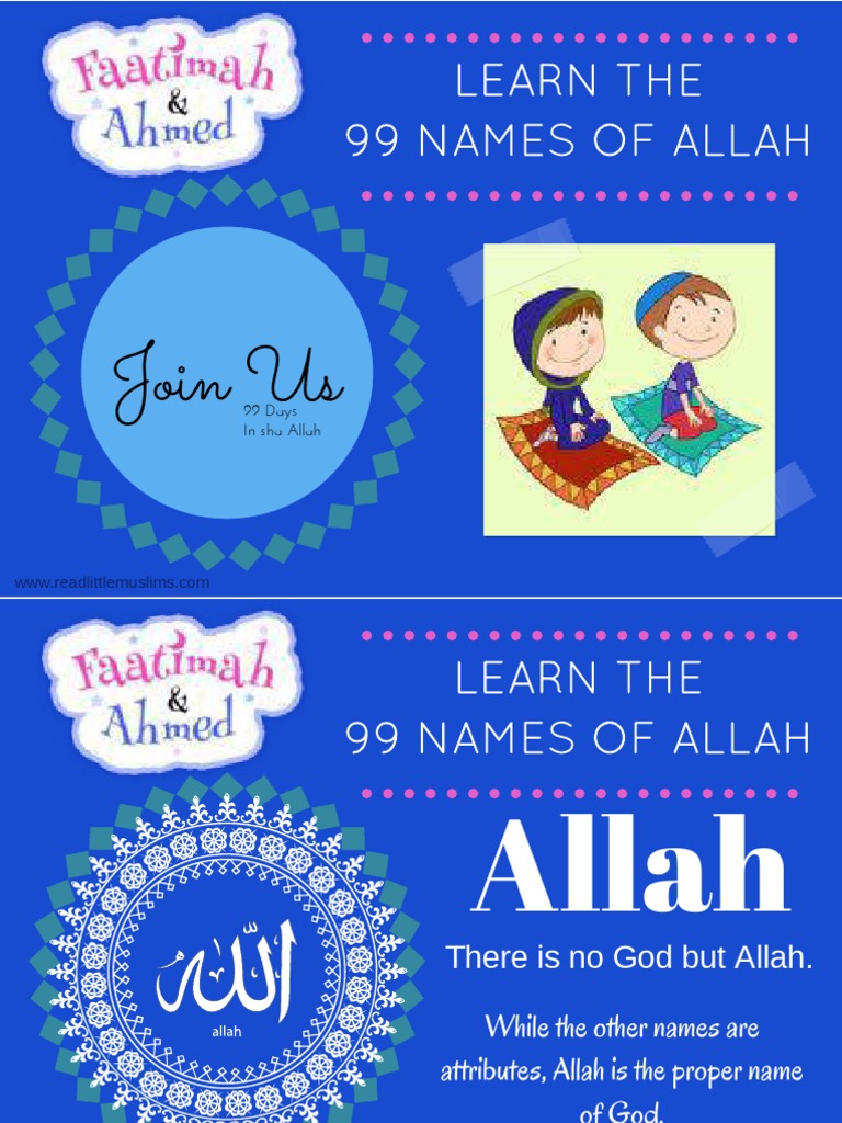 99 Names of Allah for Kids | PDF | God In Islam | Religious Faiths