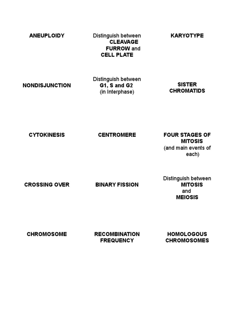 Aneuploidy Cleavage Furrow and Cell Plate Karyotype Distinguish Between Download Free PDF