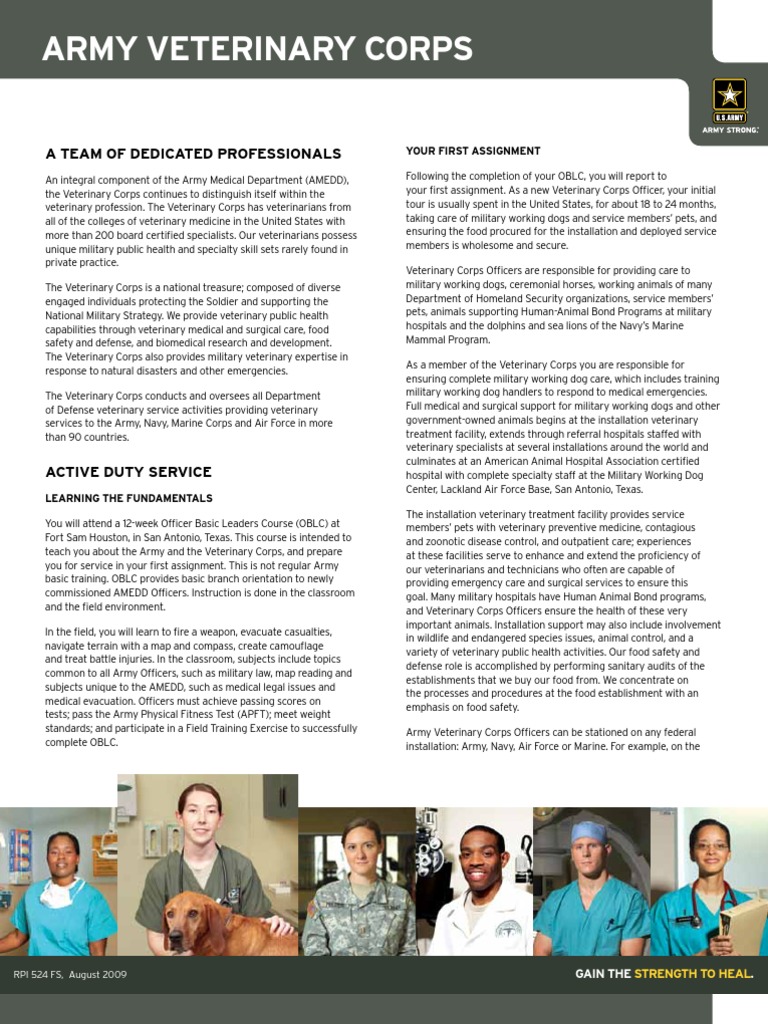 U.S. Army Veterinary Corps Fact Sheet Veterinary Physician
